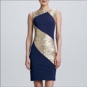 ERIN by Erin Fetherston Blue and Gold Mini Dress